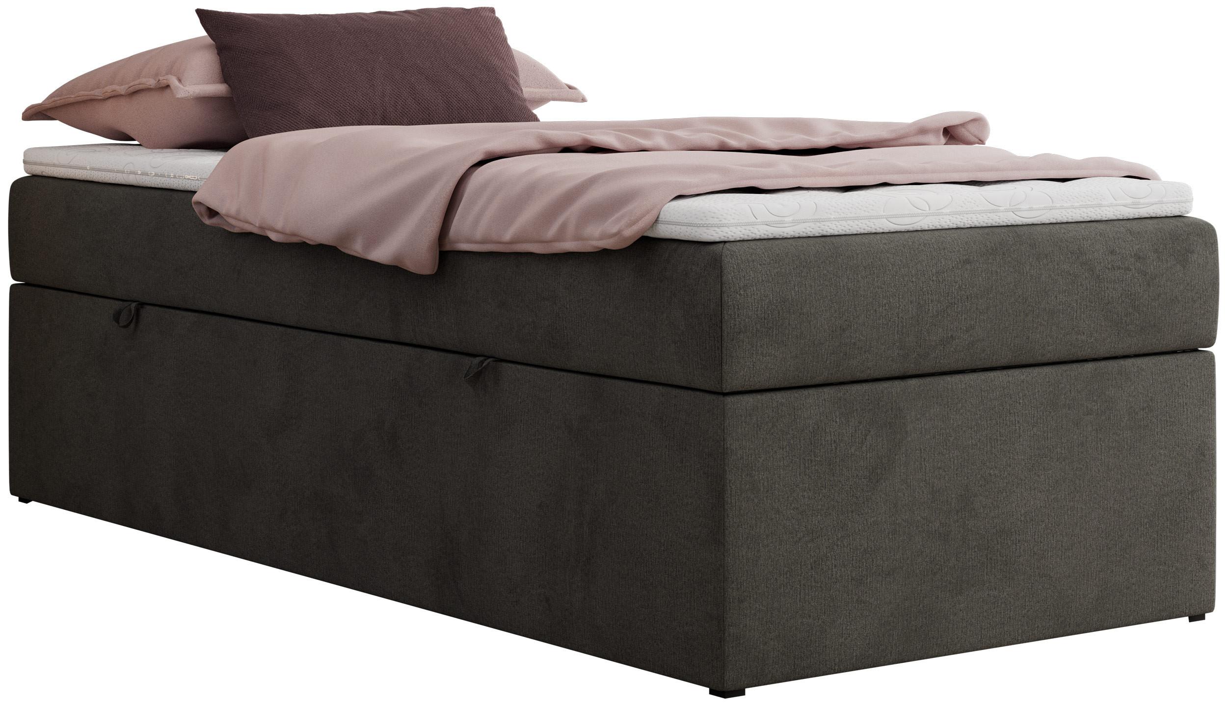 BOXBETT ZERO 90/200 - Dunkelgrau Kunstleder - H3 - Topper T25 - Dunkelgrün, Textil (90/200cm) - MKS