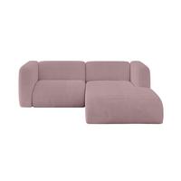 ECKSOFA Ottomane Rechts MIRA-L1 227x179x89 Rosa Cord - Schwarz/Rosa, Holzwerkstoff/Kunststoff (227/179cm) - ALTDECOR