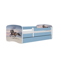 KINDERBETT Pferd im Galopp mit Schublade und Matratze 160/80 - Blau, Holzwerkstoff (80/160cm) - RAUMHIRSCH FURNITURE