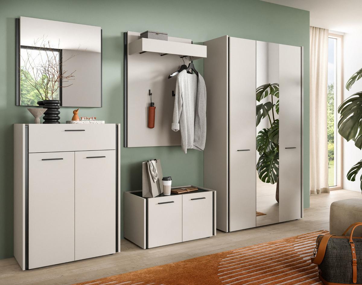GARDEROBEN-SET 5-teilig Kaschmir 287 x 190 cm, Garderobenschränke mit Soft-Close - Kaschmir/Schwarz, Holzwerkstoff/Kunststoff (287/190/40cm) - Inn.Furn