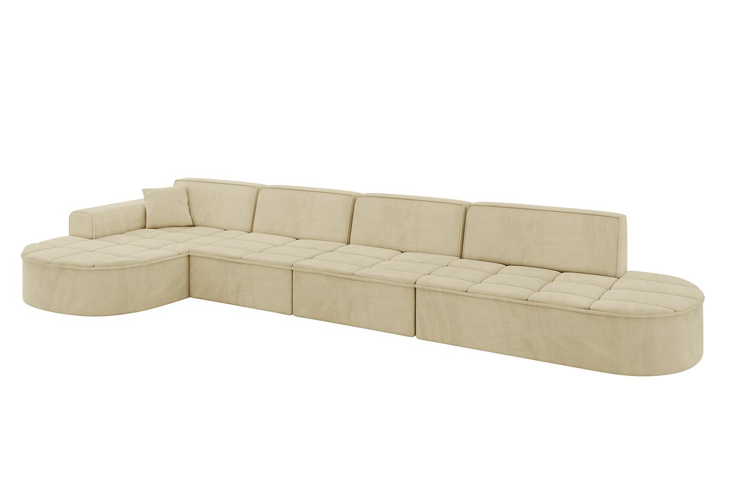 ECKSOFA Ottomane Links TARO-L3 - 413x171x79,5 cm Beige - Beige, Holzwerkstoff/Textil (413/171cm) - ALTDECOR