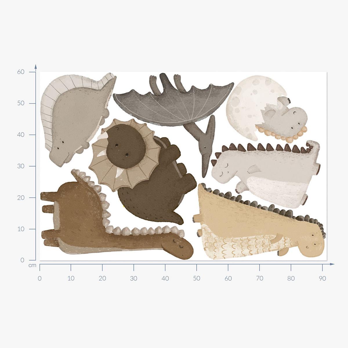 AUFKLEBER 60x91 cm Pastell-Dinosaurier - Braun, Kunststoff (60/91/0.1cm) - TULUP