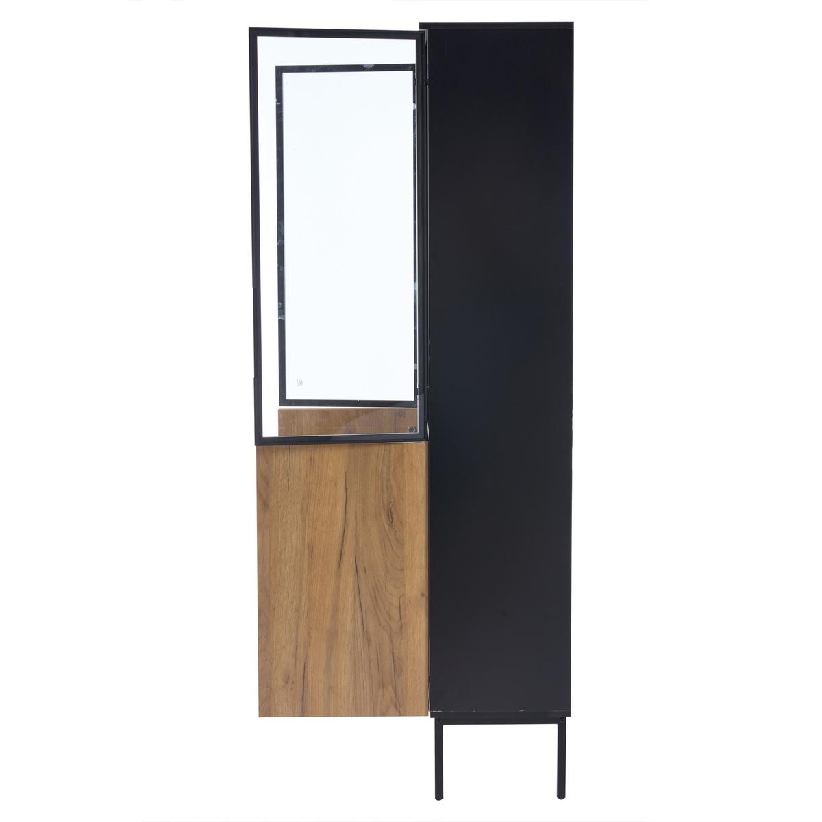 HIGHBOARD mit Glasvitrine LED-Beleuchtung 80/35/180cm - Schwarz, Holzwerkstoff (80/180/35cm) - Urban Meuble