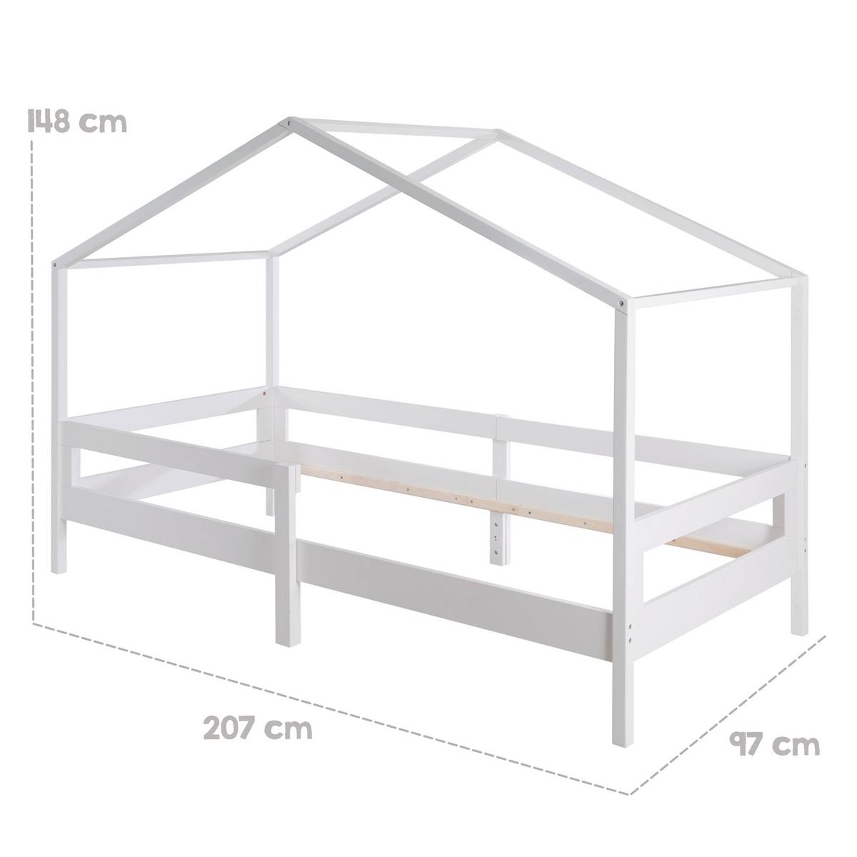 HAUSBETT 90 x 200 cm hoch weiß - Weiß, Holzwerkstoff (90/200cm) - Roba