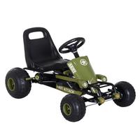 GO Kart Kettcar mit Handbremse Kinder Tretauto Tretfahrzeug ab 3 Jahre Grün - Grün, Metall (99/65/56cm) - HOMCOM