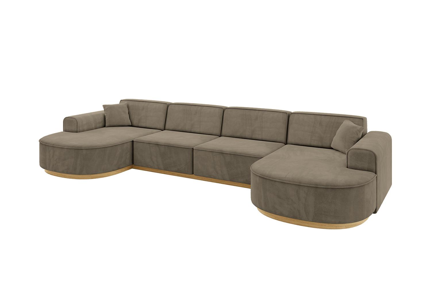WOHNLANDSCHAFT MARI-U2-v2 - 388x171x83 cm Dunkelbraun Velours - Dunkelbraun, Holzwerkstoff/Textil (388/83/171cm) - ALTDECOR