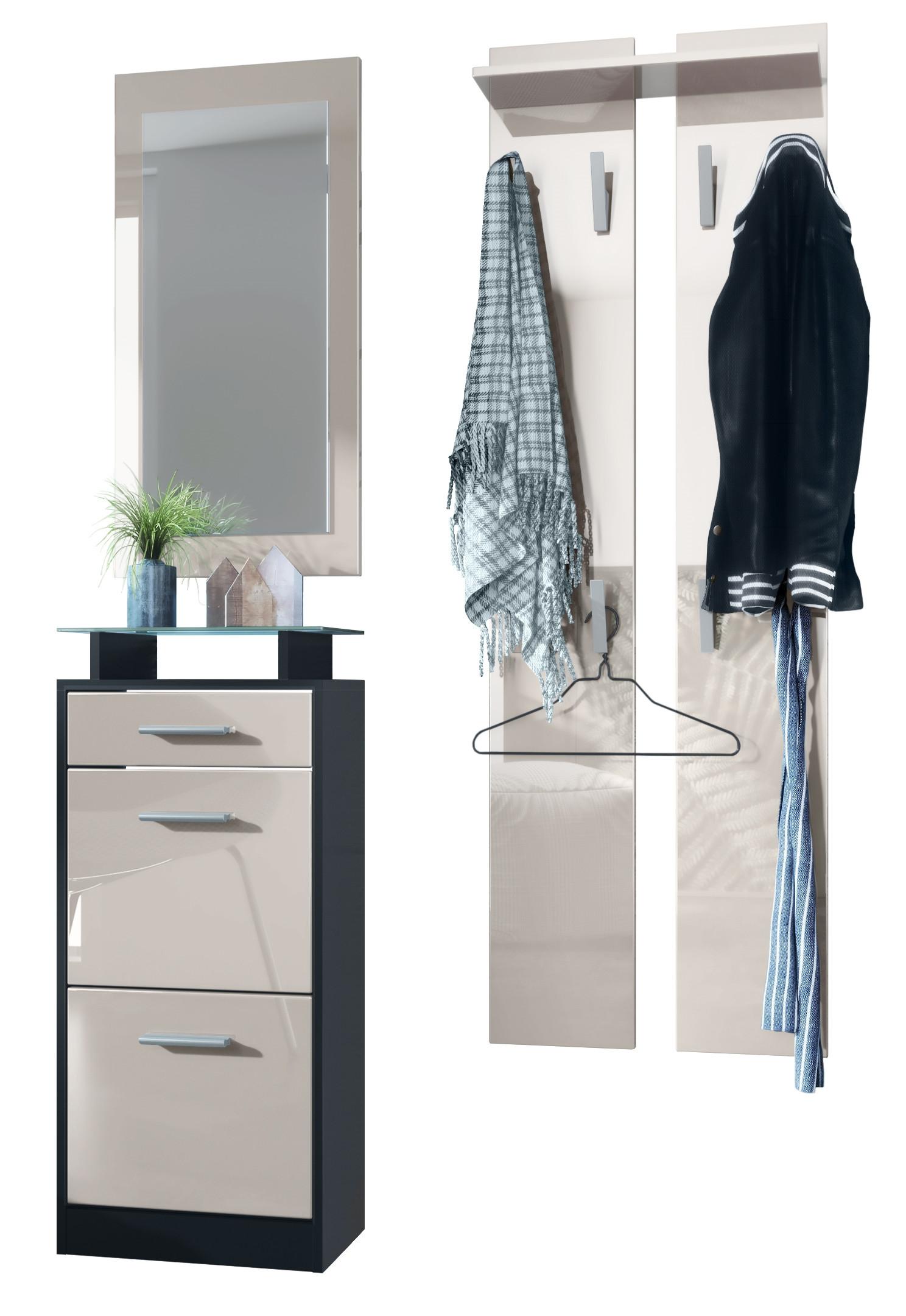 GARDEROBE Loret Front in Sandgrau Hochglanz - Sandfarben, Holzwerkstoff (140/200/23cm) - Vladon
