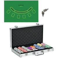 POKERKOFFER Set, 300 Pokerchips 11,5 Gramm, Pokerset mit Schloss Silber - Silberfarben, Metall (23/38.5cm) - SPORTNOW