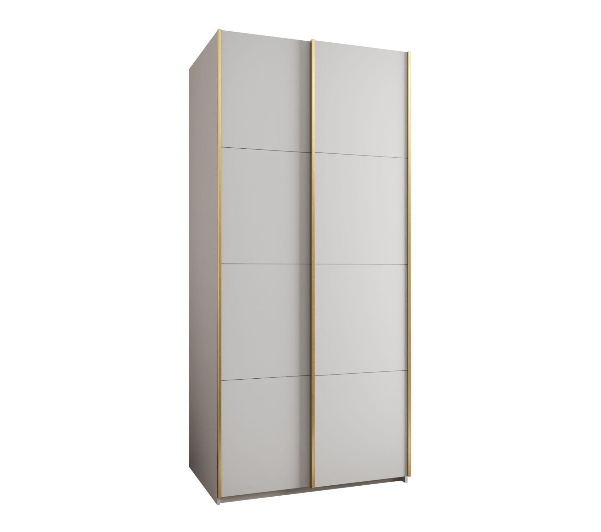 SCHWEBETÜRENSCHRANK 245,5/120/64 2-türig - Goldfarben/Weiß, Holz/Metall (120/245/64cm) - Abiks Möbel