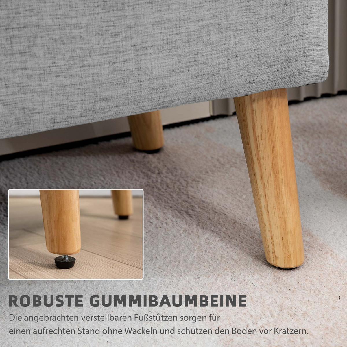 TRUHENBANK scandinavia Polyester Holz Grau - Grau, Kunststoff (39/45/110cm) - HOMCOM