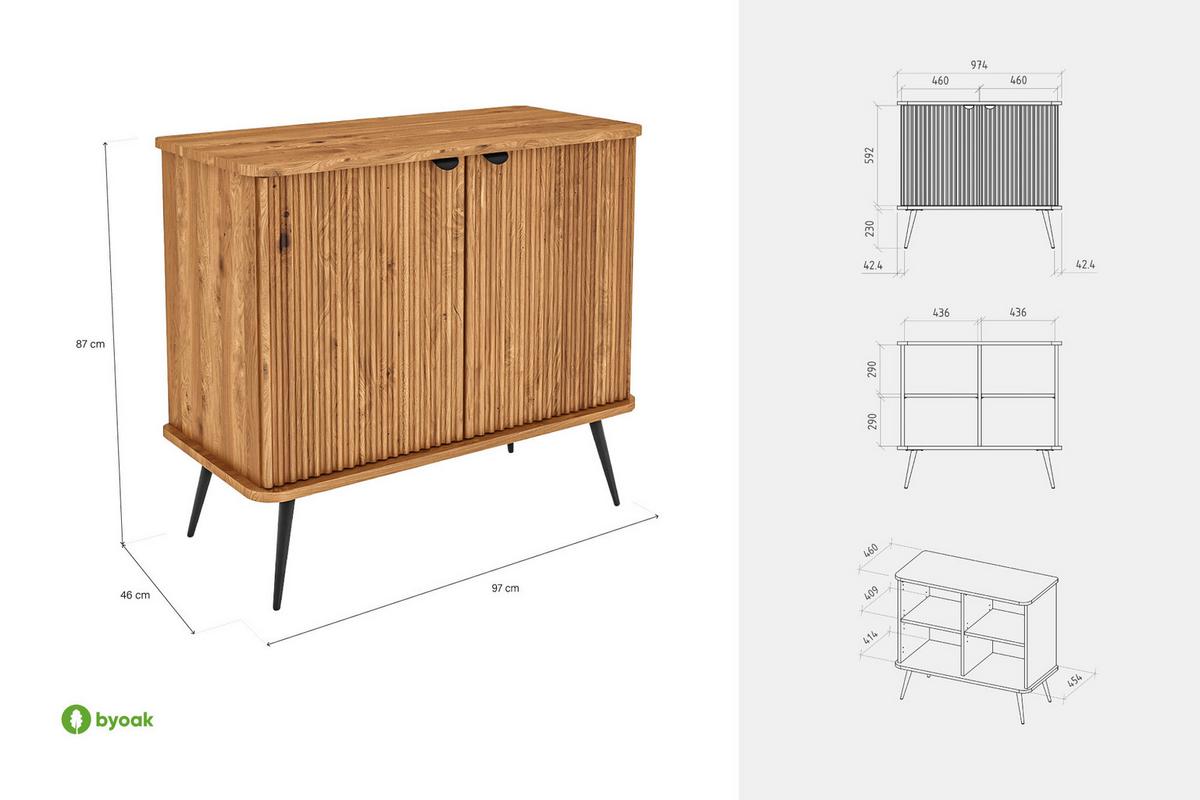 KOMMODE LINA - Wildeiche, Holz (97/87/46cm) - byoak