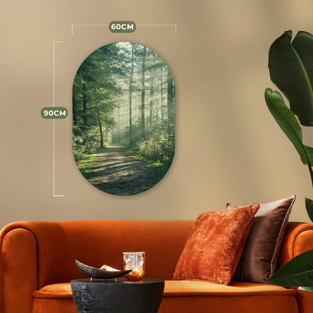 WANDBILD Wald - Weg - Sonne - Bäume - Grün - Natur Wanddeko Schlafzimmer 60x90 cm - Waldgrün, Kunststoff (60/90cm) - MuchoWow