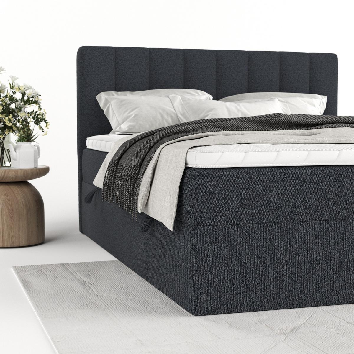 BOXBETT Bari 140/200 cm Anthrazit im Riva Stoff - Anthrazit, Holz/Holzwerkstoff (140/200cm) - AltaBeds