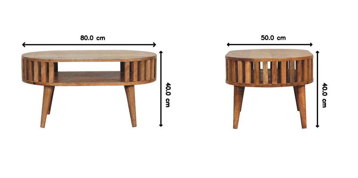 COUCHTISCH aus Massivholz, Offener Stauraum, Nordische Beine - Kastanienfarben/Messingfarben, Holz/Metall (50/80/50cm) - Artisan Furniture