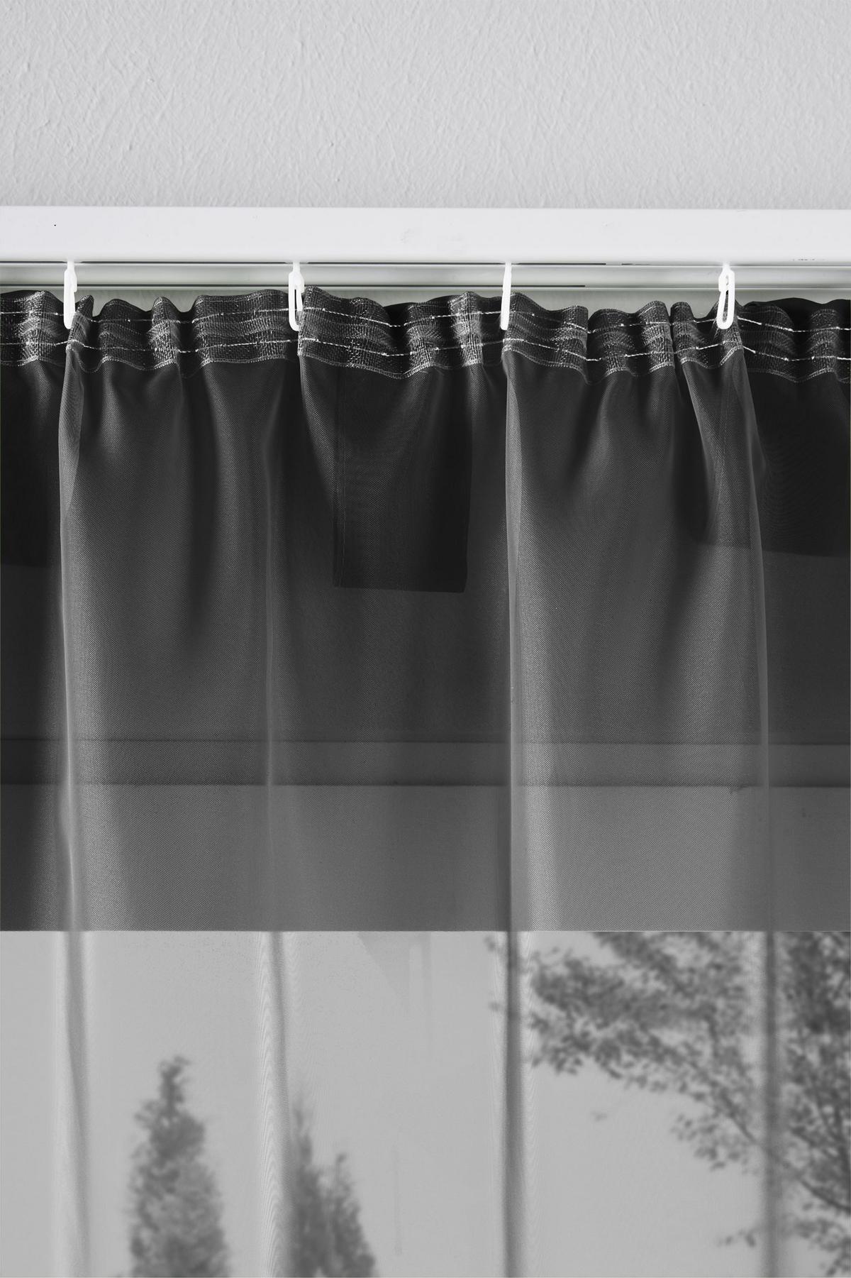 SCHLAUFENGARDINEN Voile 2er Set 175x140 cm Schwarz - Schwarz, Textil (140/175cm) - Gardinenbox.eu