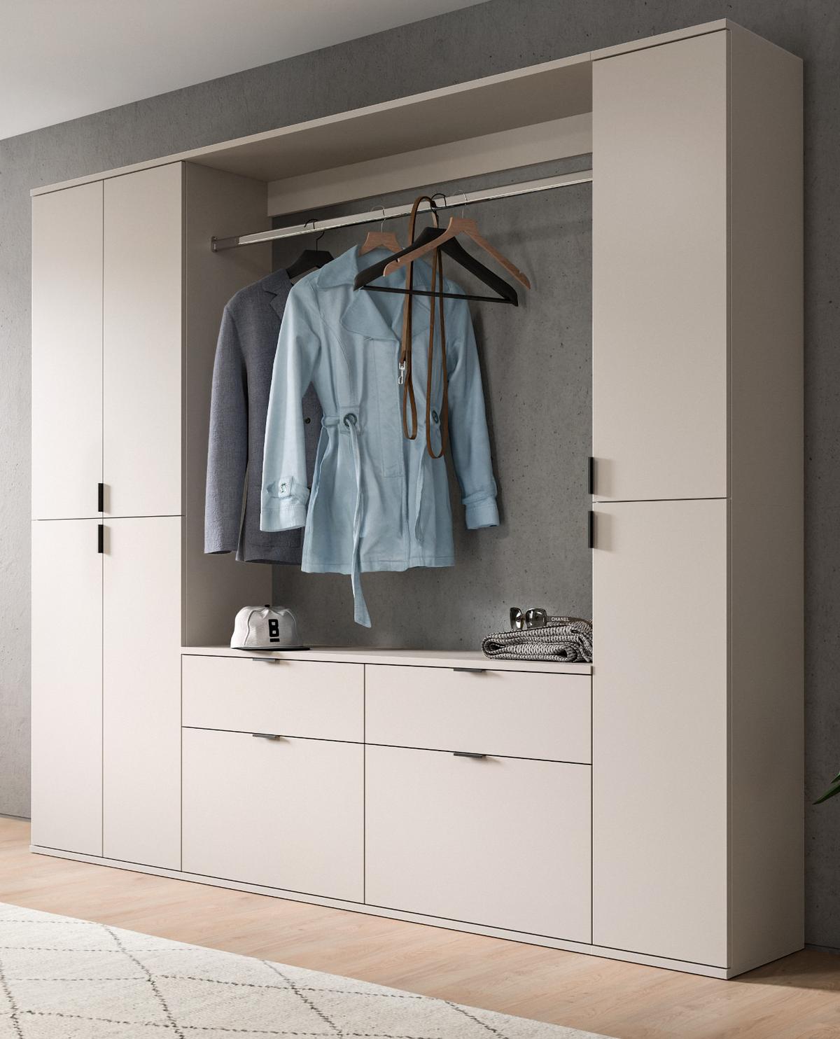GARDEROBEN-SET Kaschmir 212 x 193 cm, Garderobenschrank mit viel Stauraum - Kaschmir/Schwarz, Holzwerkstoff/Metall (212/193/34cm) - Inn.Furn
