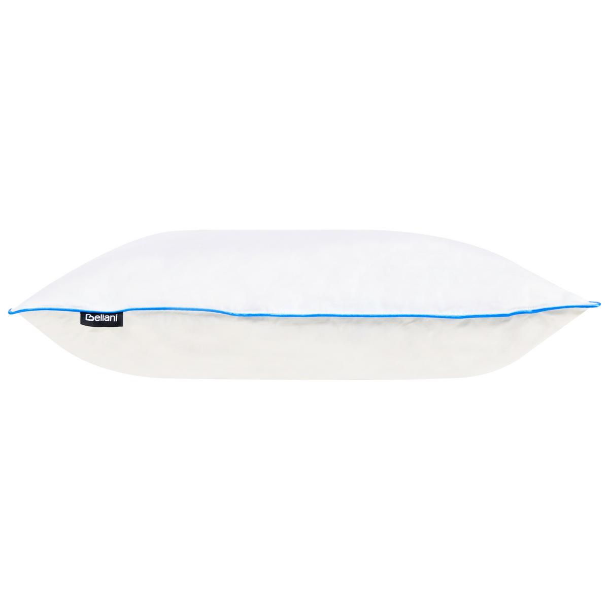 KOPFKISSEN Weiß Hoch 40/80 cm Aneto - Blau/Weiß, Naturmaterialien (80/40cm) - Beliani
