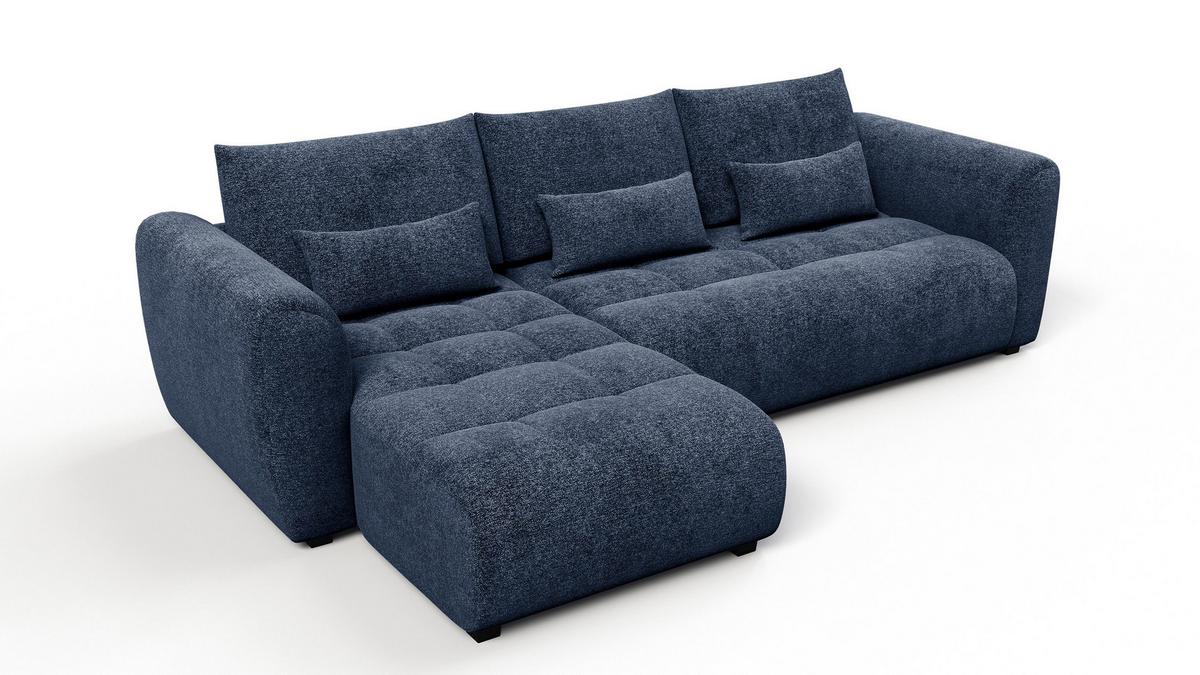 ECKSOFA SORENO 4-Sitzer, dunkelblau - Schwarz/Dunkelblau, Holz/Textil (293/171cm) - Wozimo