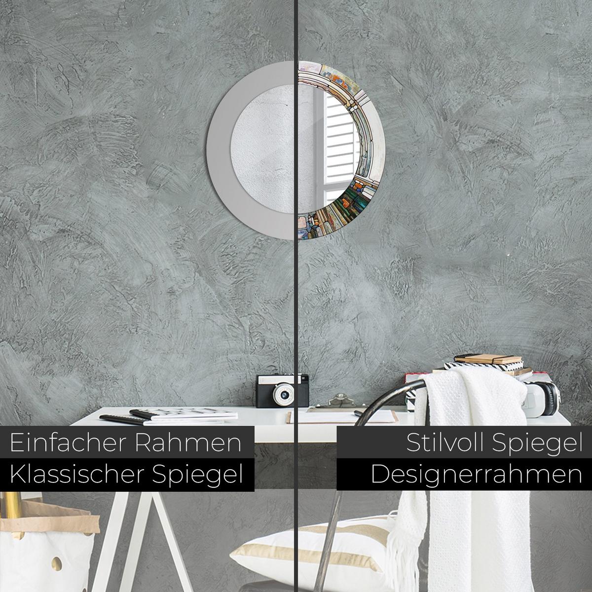 SPIEGEL Ø50 cm Rund mit Aufdruck - Goldfarben, Glas (50/50/0.4cm) - TULUP