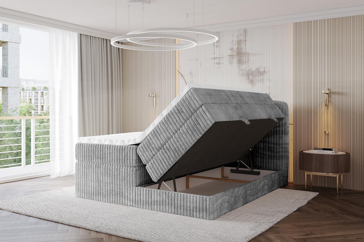 BOXBETT mit Matratze H3|H4 - NINA KING - 180x200 cm - Hellgrau - Hellgrau, Holzwerkstoff (180/200cm) - ALTDECOR