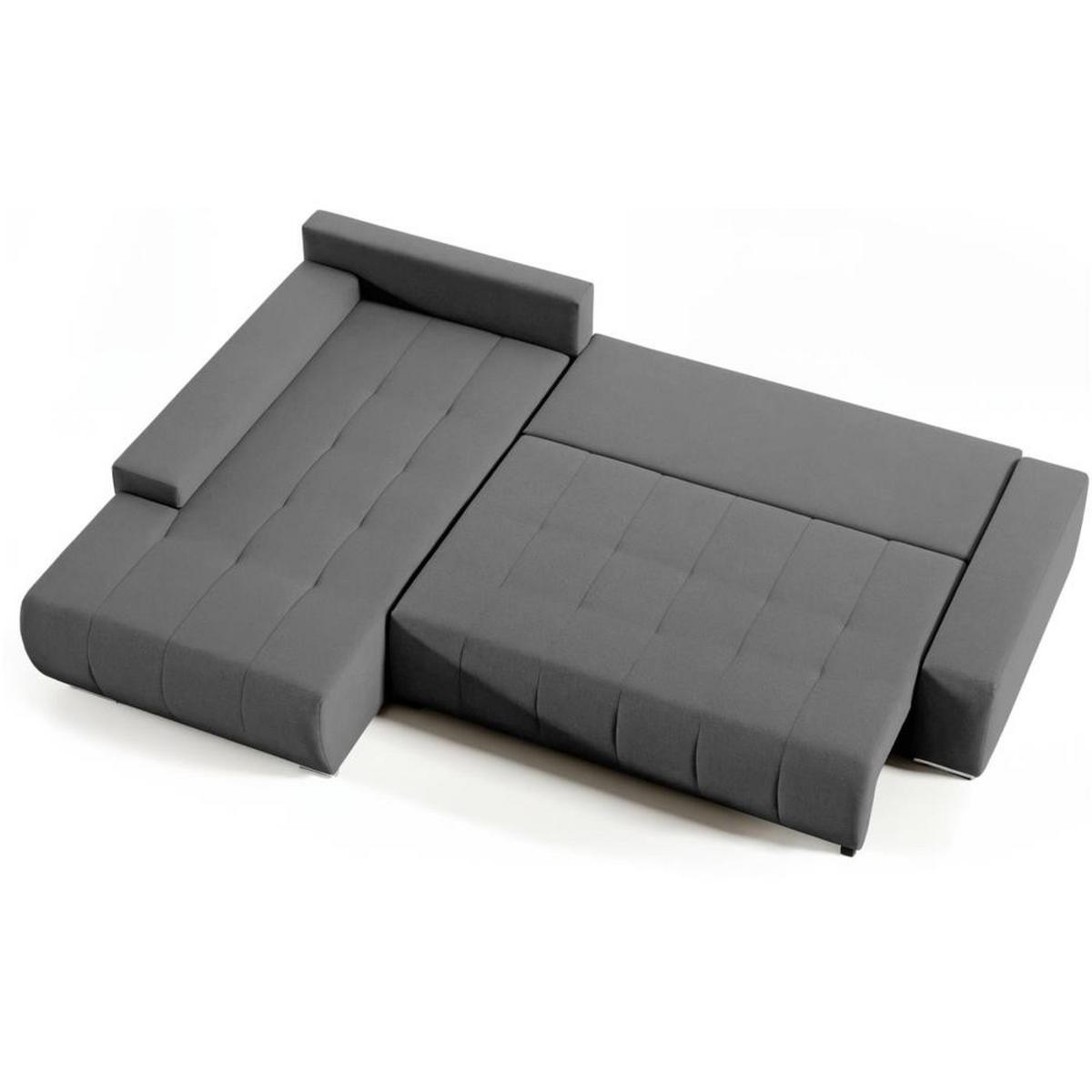 ECKSOFA Draco L dunkelgrau links - Chromfarben/Dunkelgrau, Textil/Metall (267/186cm) - Beautysofa