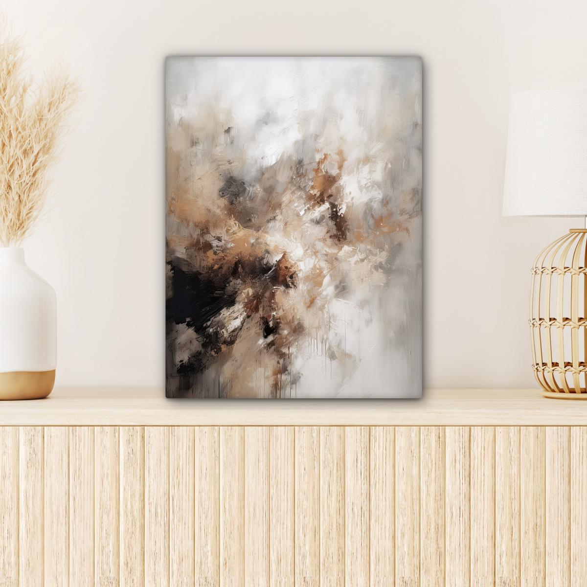 LEINWANDBILD Farbe - Abstrakt - Beige - Kunst Room Decor 30x40 cm - Greige, Textil (30/40cm) - MuchoWow