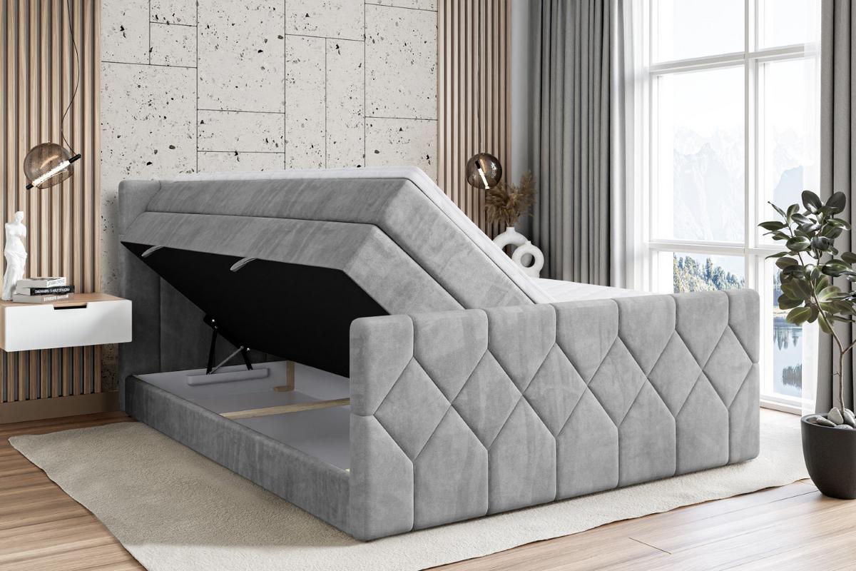 BOXSPRINGBETT CATOR-Z KING - 180x200 - H3/H4 - Hellgrau - Hellgrau, Holzwerkstoff (180/200cm) - ALTDECOR