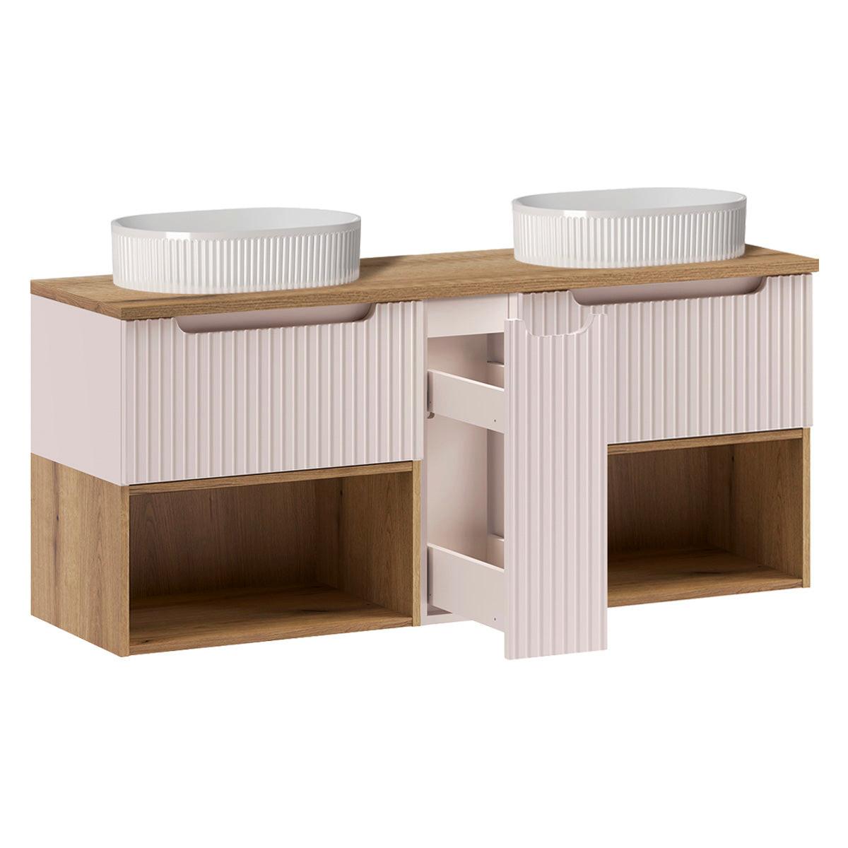 DOPPELWASCHTISCH 140.4cm Riva Kaschmir - Beige, Holzwerkstoff (140.4/60/40cm) - Petits-meubles