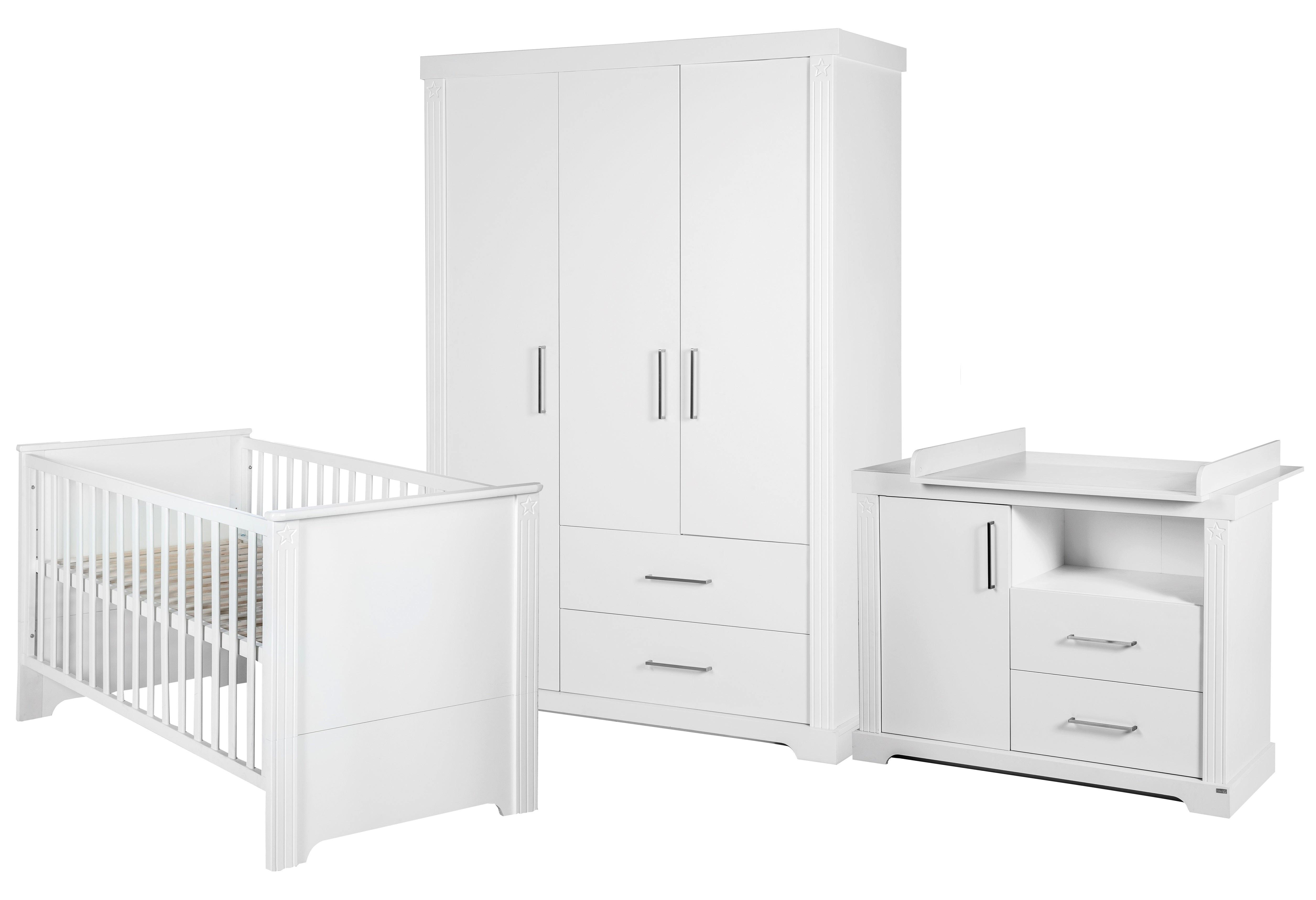 BABYZIMMER-SET Maxi 3-teilig - Weiß, Holzwerkstoff (78/83/143cm) - Roba