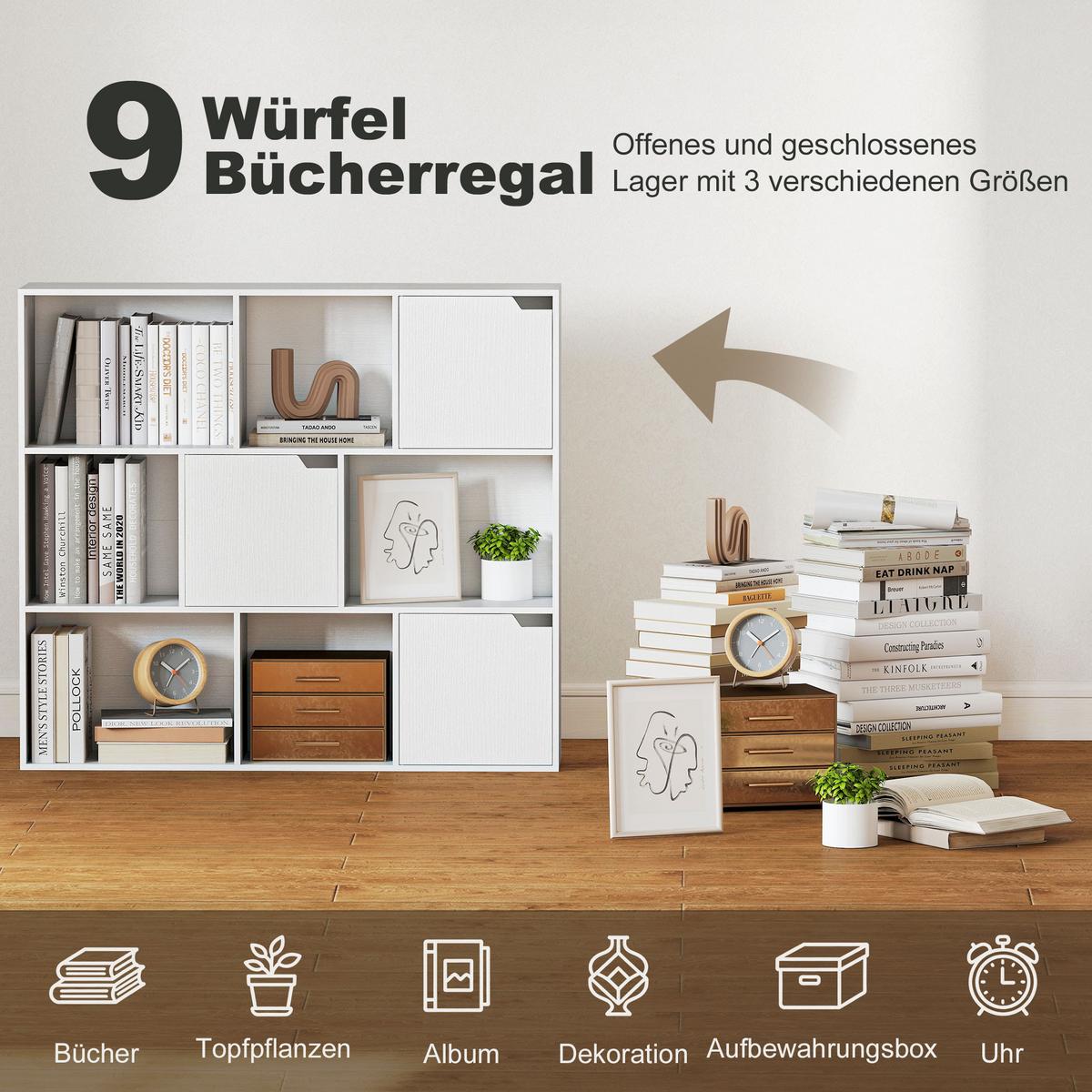 BÜCHERREGAL Spanplatte Weiß - Weiß, Holzwerkstoff (106/95/24cm) - HOMCOM