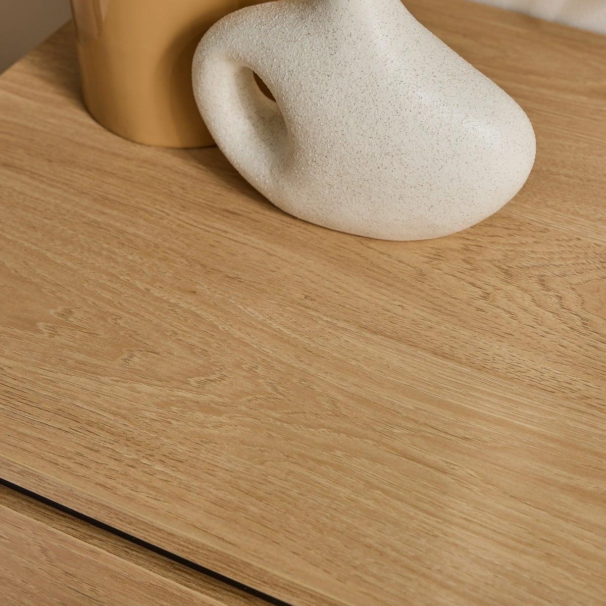 NACHTTISCH mit 2 Schubladen und seitlichem Rillen-Effekt H55 cm malaga 48/55/40 cm - Eschefarben, Holzwerkstoff (40/55/42cm) - Calicosy