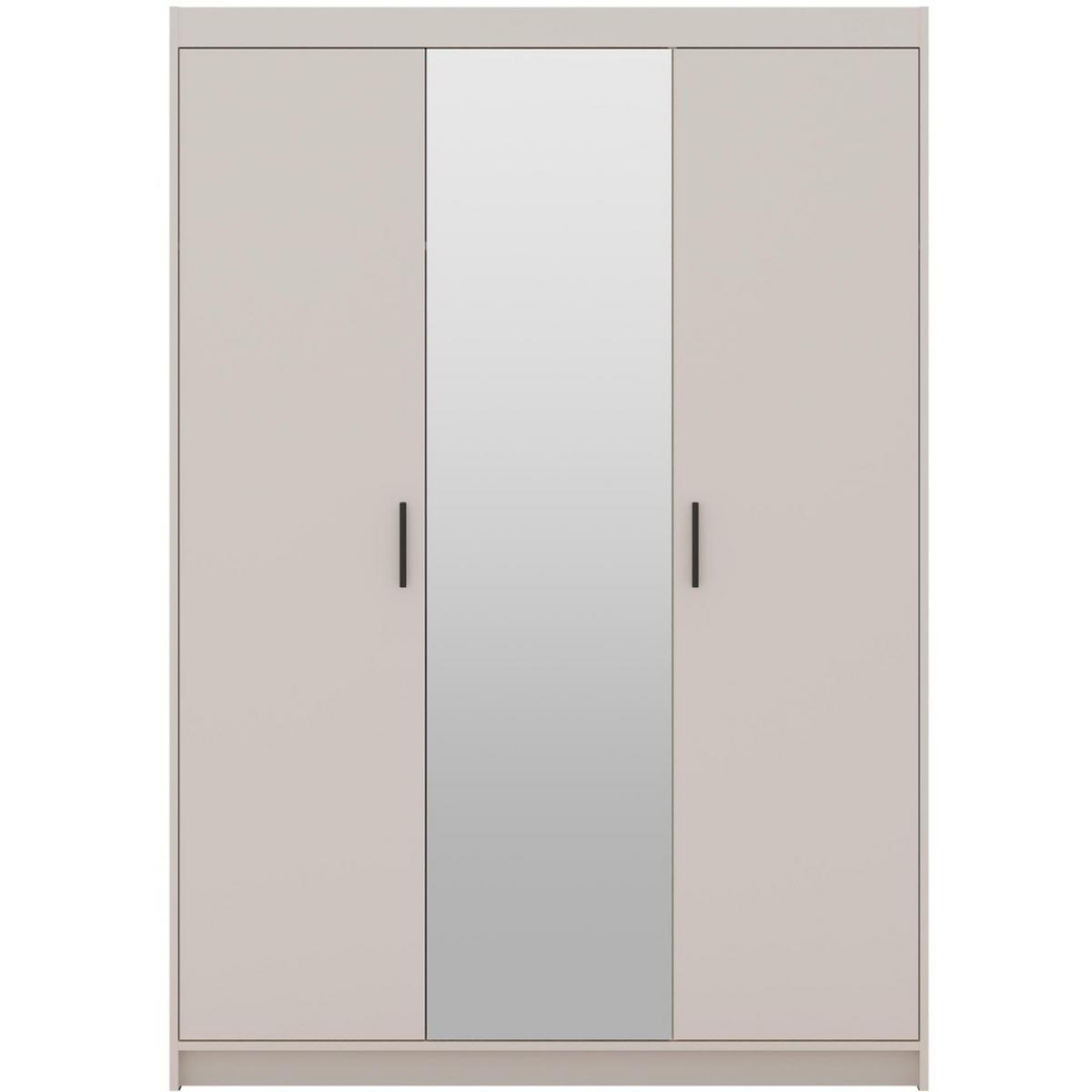 DREHTÜRENSCHRANK Elena mit 3 Türen, mit Spiegel, Sandbeige - Sandfarben, Holzwerkstoff (130/190/53cm) - Beautysofa