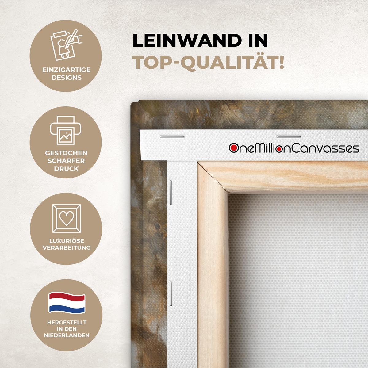 LEINWANDBILD Jesus - Kniend - Waldlandschaft - Betend Wandbild Wohnzimmer 50x50 cm - Beige/Hellblau, Textil (50/50cm) - MuchoWow