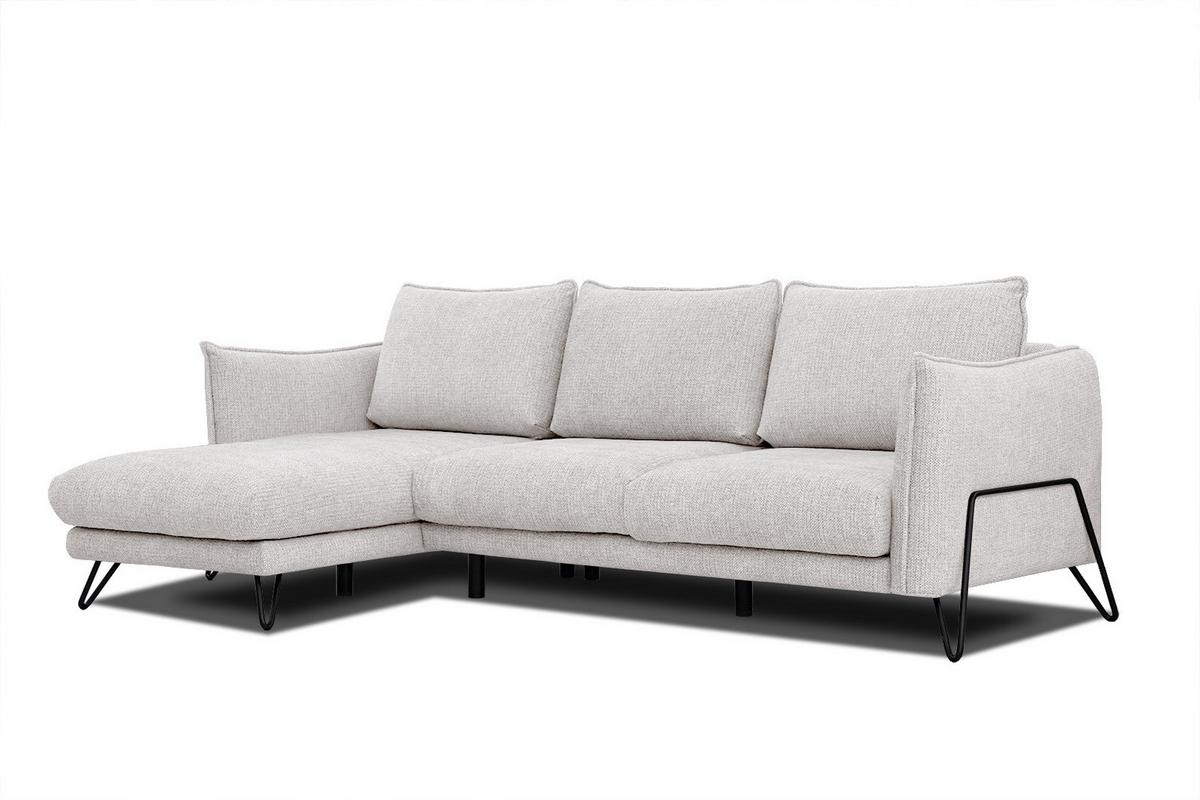 ECKSOFA HOSTEN 4-Sitzer, creme - Creme/Schwarz, Holzwerkstoff/Textil (158/269cm) - Wozimo