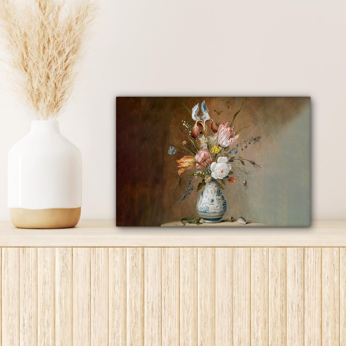 LEINWANDBILD Alte Meister - Blumen - Balthasar van der Ast Deko Schlafzimmer 30x20 cm - Hellbraun, Textil (30/20cm) - MuchoWow