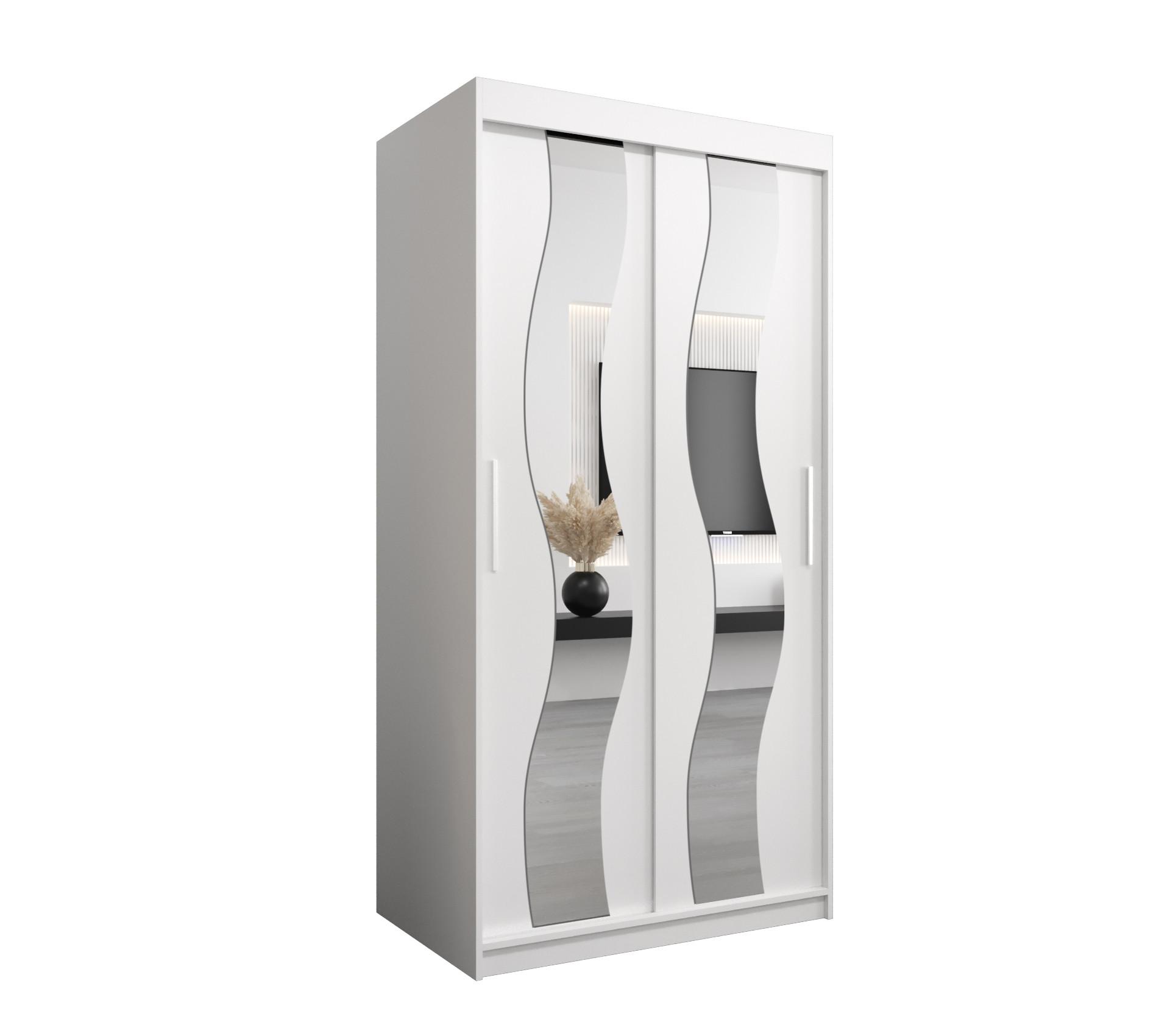 SCHWEBETÜRENSCHRANK 200/100/62 2-türig - Silberfarben/Weiß, Holz/Kunststoff (100/200/62cm) - MÖBEL KRYSPOL