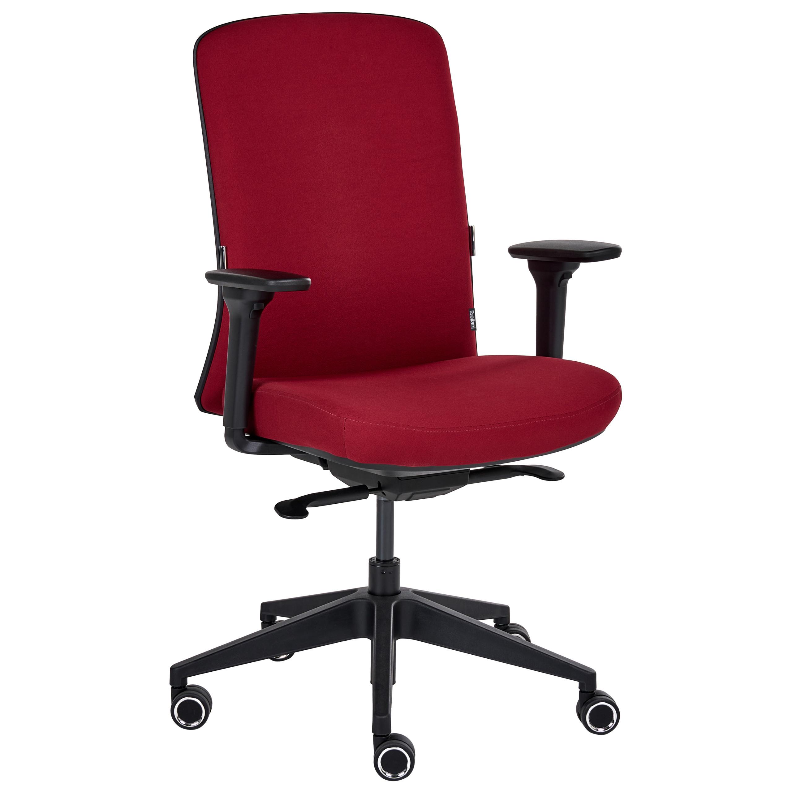 BÜROSTUHL Stoff Dunkelrot Kamilon - Rot/Schwarz, Textil (60/98/65cm) - Beliani