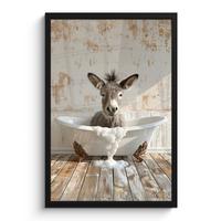POSTER MIT RAHMEN Esel - Tiere - Badewanne - Schaumstoff Bilder mit Rahmen 40x60 cm - Weiß, Papier (40/60cm) - MuchoWow
