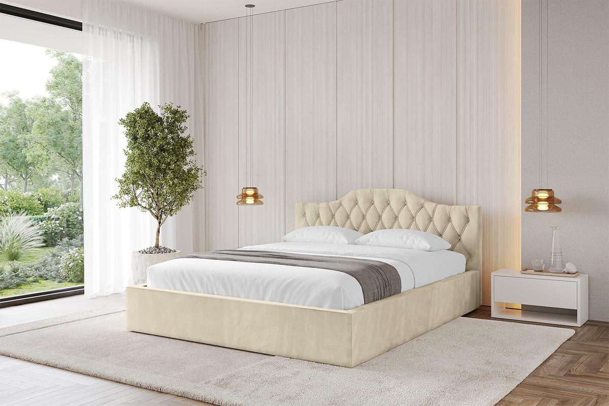 POLSTERBETT mit Bettkasten und Lattenrost, Bett mit Matratze H3/H4 - FALIO-V1 120x200 Beige - Ecru, Holzwerkstoff/Textil (120/200cm) - ALTDECOR