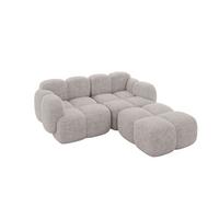 ECKSOFA modulares Sofa Rechts Miko-L1 214x205x75 Hellgrau Velours - Hellgrau/Schwarz, Holzwerkstoff/Kunststoff (214/205cm) - ALTDECOR