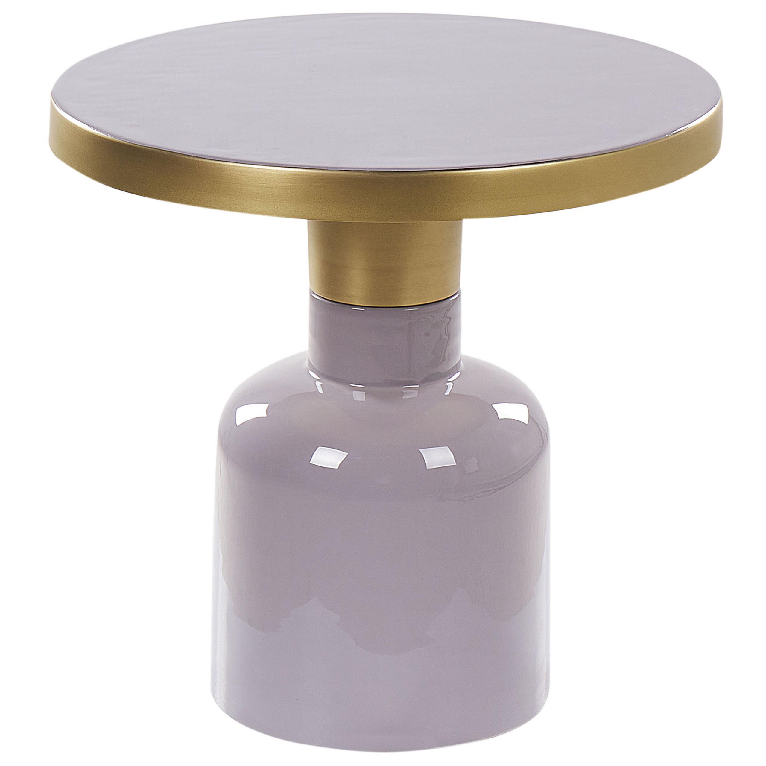BEISTELLTISCH Metall purpur rund 45 cm Lomita - Violett/Messingfarben, Metall (45/45/45cm) - Beliani