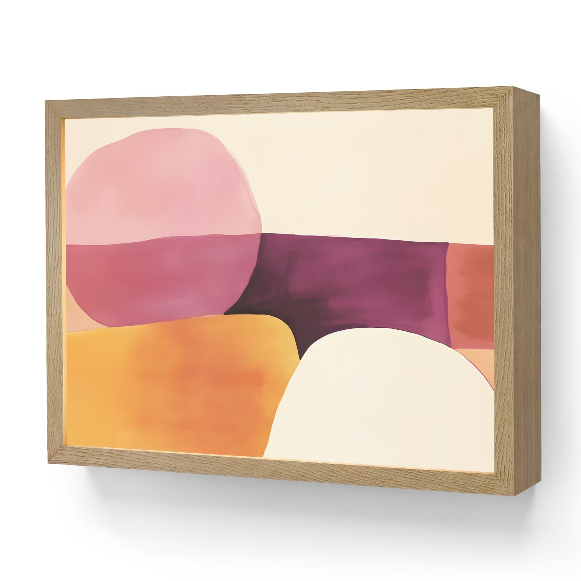 WANDLEUCHTE MIT AKKU Formen - Abstrakt - Farbenfroh 40x30 cm - Rosa, Holzwerkstoff (40/30/8cm) - OnlyWow