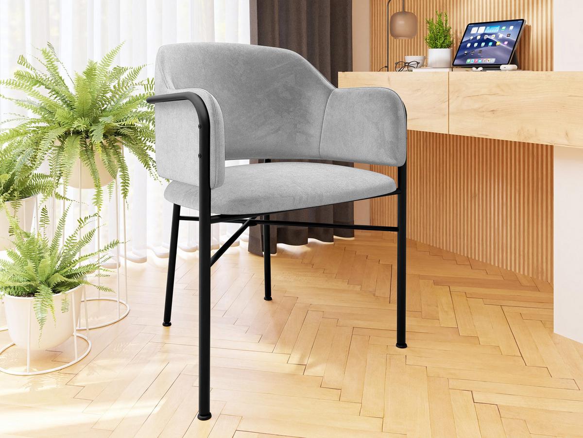 POLSTERSTUHL Delivio - Hellgrau/Schwarz, Textil/Metall (56/79/55cm) - MIRJAN24