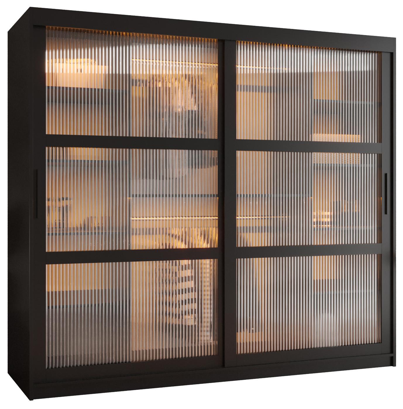 SCHWEBETÜRENSCHRANK 200/200/62 2-türig - Schwarz, Holz/Kunststoff (200/200/62cm) - Abiks Möbel