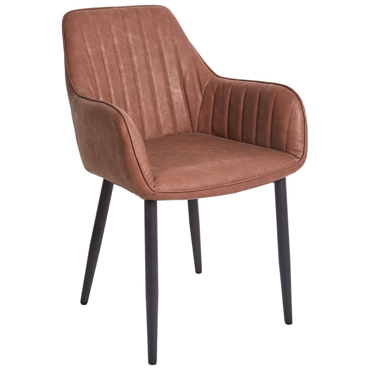 ESSZIMMERSTUHL 2er-Set Kunstleder Braun Wellston - Braun, Kunststoff (60/84/61cm) - Beliani