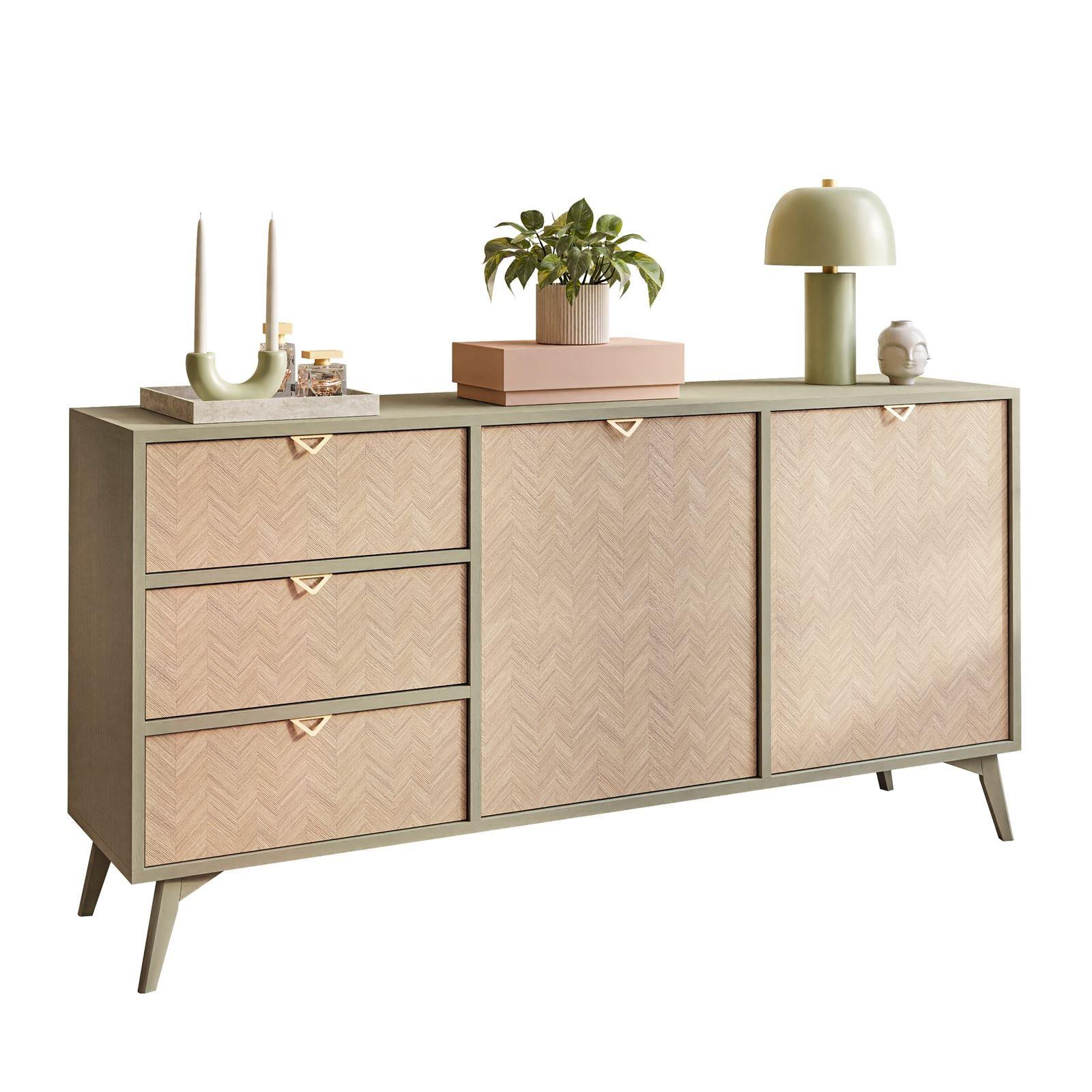 KOMMODE ALOE KSZ158 mit Schubladen Eukalyptus - Eukalyptusholzfarben, Holzwerkstoff (158/80/38cm) - Lookway