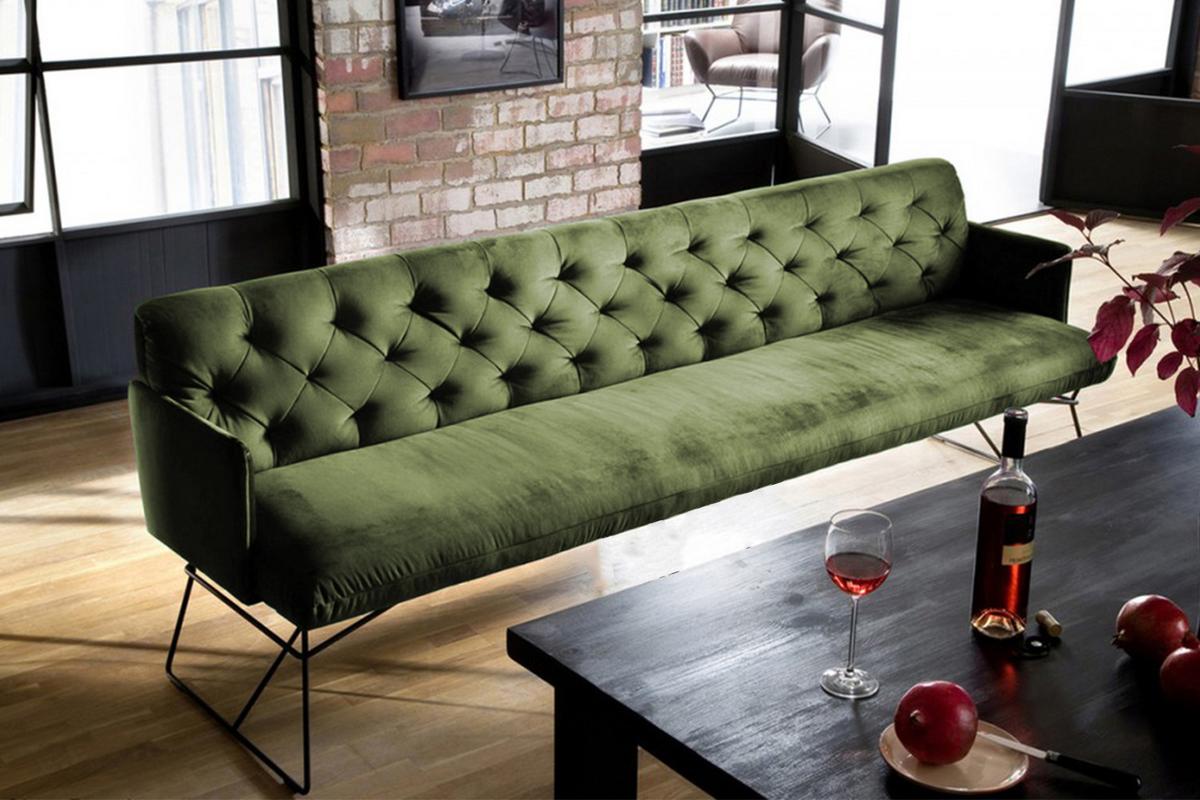 ESSZIMMERBANK CHARME Grün Velvet - Olivgrün/Grün, Textil (166/85/68cm) - KAWOLA
