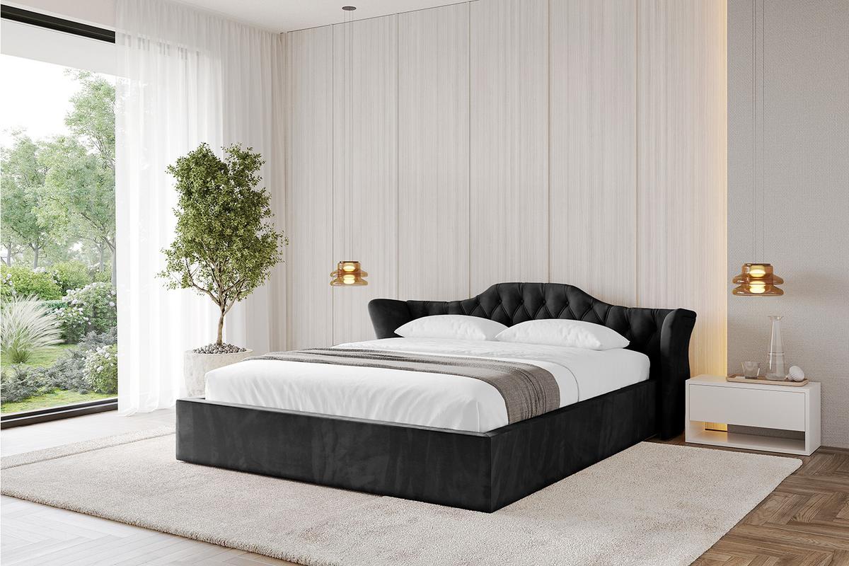 POLSTERBETT mit Bettkasten und Lattenrost, Boxbett ohne Matratze - ZORAN-V1 120x200 Schwarz - Schwarz, Holzwerkstoff/Textil (120/200cm) - ALTDECOR