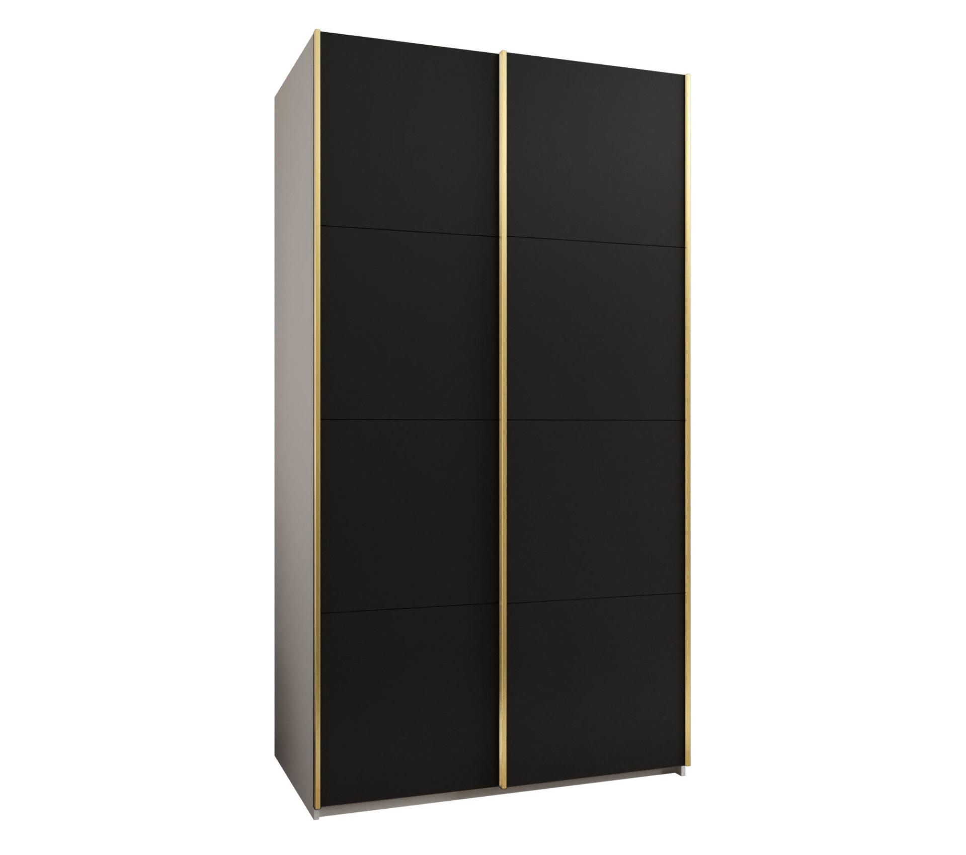 SCHWEBETÜRENSCHRANK 245,5/140/64 2-türig - Goldfarben/Schwarz, Holz/Metall (140/245/64cm) - Abiks Möbel