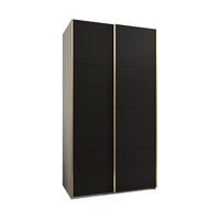 SCHWEBETÜRENSCHRANK 245,5/140/64 2-türig - Goldfarben/Schwarz, Holz/Metall (140/245/64cm) - Abiks Möbel